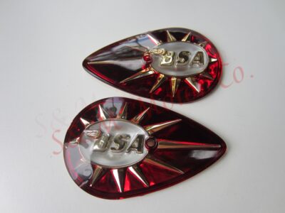 BSA TANK BADGES RED B40 B44 C15 A50 A65 A7 A10 1958-67 40-8014, 40-8015